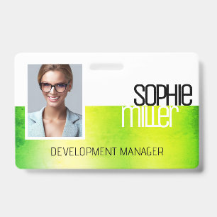 Badge Nom personnalisé Vert Aquarelle Ombre tendance