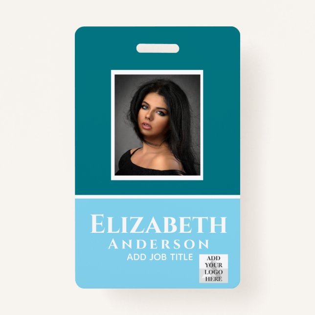 Badge Nom photo couleur de l'employé QR numérisation cod (Devant)