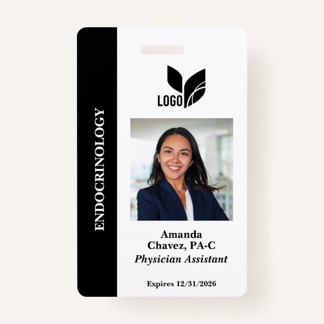 Badge Nom photo de l'employé personnalisé noir (Devant)