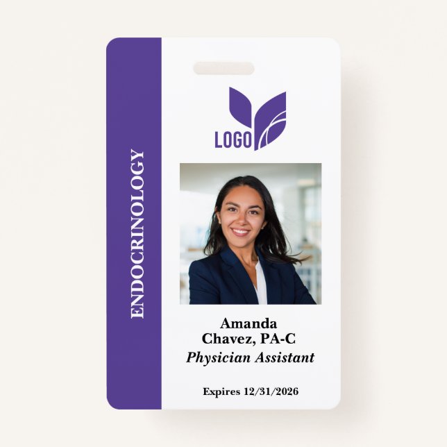 Badge Nom photo de l'employé personnalisé pourpre (Devant)