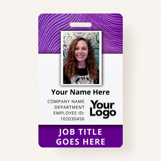 Badge Nom photo de l'employé professionnel personnalisé (Devant)
