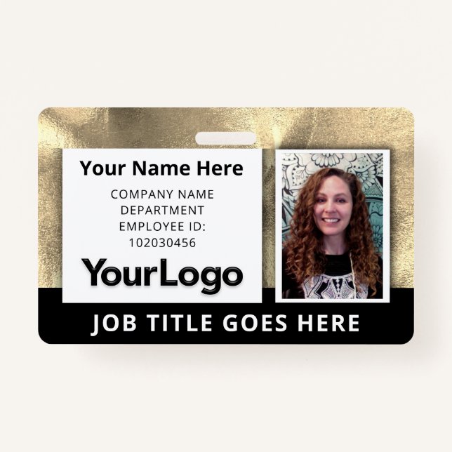 Badge Nom photo de l'employé professionnel personnalisé (Devant)