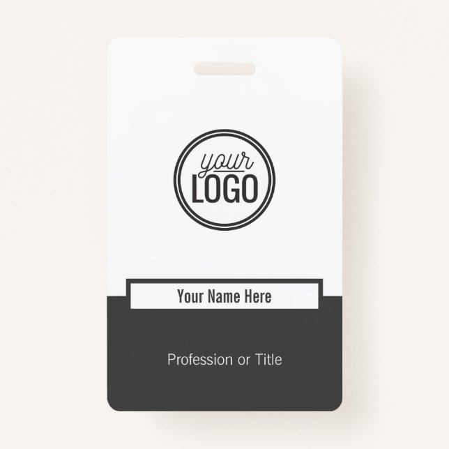 Badge Nom professionnel du bloc de couleur gris simple p (Devant)