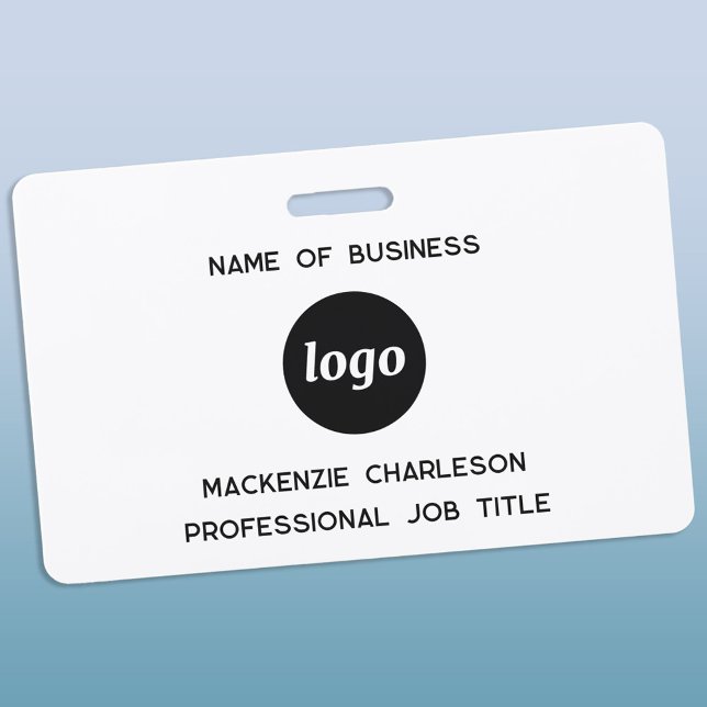 Badge Nom professionnel du logo (Simple logo with custom text business promotional branding professional staff name tag)