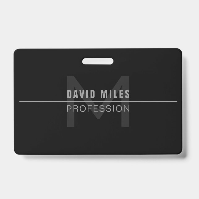 Badge Nom professionnel moderne Dark Grey (Front)