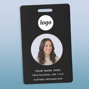 Badge Nom professionnel noir propre ID photo