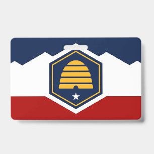 Badge nominatif avec drapeau de l'Utah, États-Unis