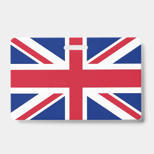 Badge nominatif avec drapeau du Royaume-Uni