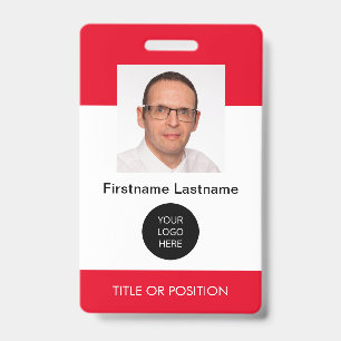 Badge nominatif avec photo d'identité rouge