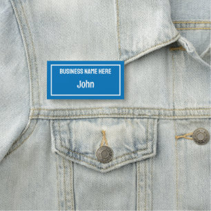 Badge nominatif bleu et blanc personnalisé