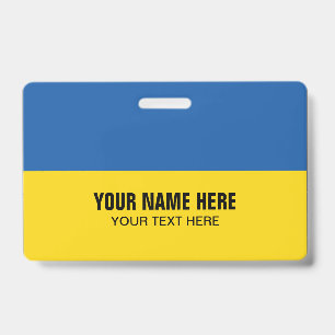 Badge nominatif en plastique avec drapeau de l'Ukr