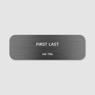 Badge nominatif magnétique en noir brossé avec log
