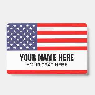 Badge nominatif personnalisé avec cordon et drapea