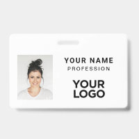 Badge nominatif photo pour employé de société blan