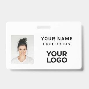 Badge nominatif photo pour employé de société blan