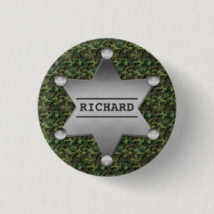 Badge nominatif vert de shérif de motif de