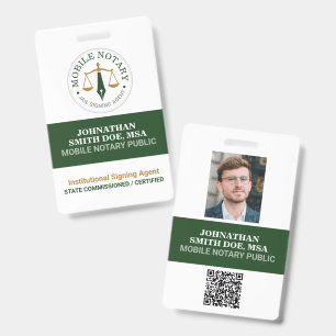 Badge Notaire mobile personnalisé Signature Vert Or QR I