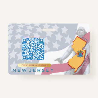 Badge NOUVEAU JERSEY -ID enfant -Arrière - plan drapeau 