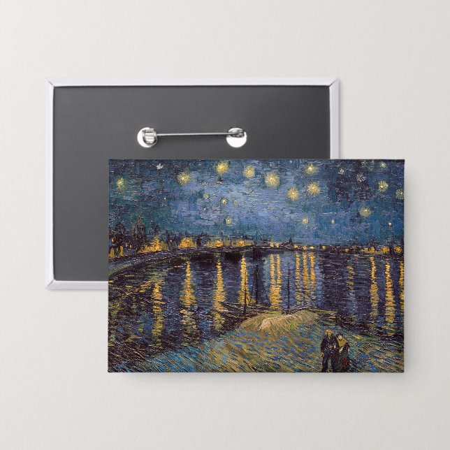 Badge Nuit étoilée sur le Rhône par Vincent Van Gogh (Recto/Verso)