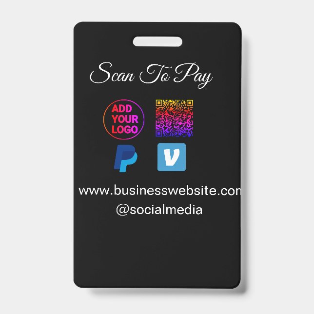 Badge numériser pour payer ajouter un logo code qr paypa (Avant)