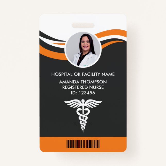 Badge Numéro de photo de l'infirmière autorisée de desig (Devant)