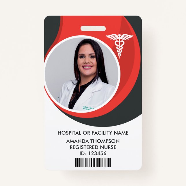 Badge Numéro de photo de l'infirmière autorisée de desig (Devant)