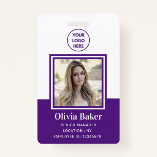 Badge Numéro de photo violet moderne Logo d'entreprise E