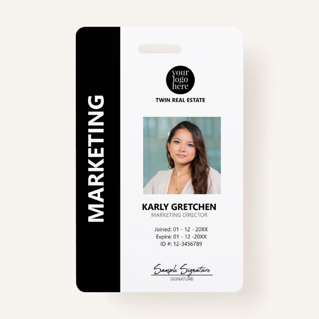 Badge Numéro d'employé professionnel moderne personnalis (Devant)