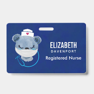 Badge Nurse Ourson Mignonne portant un masque médical