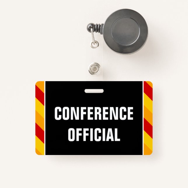 Badge "OFFICIEL DE CONFÉRENCE" (Front with Retractable)