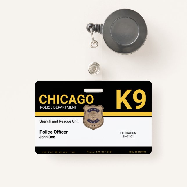 Badge Officier K9 (Front with Retractable)