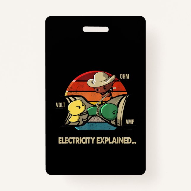 Badge Ohm Volt Amp Electricity Explique L'Électricien (Devant)