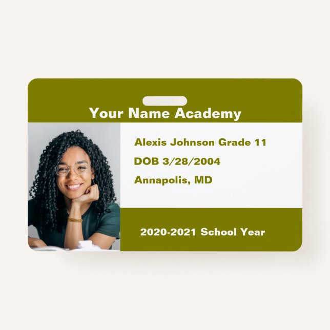 Badge Olive Green Do It Yself Custom Homeschool Photo (Devant)