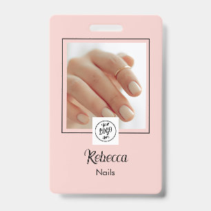 Badge Ongle de logo de script noir rose Blush Photo