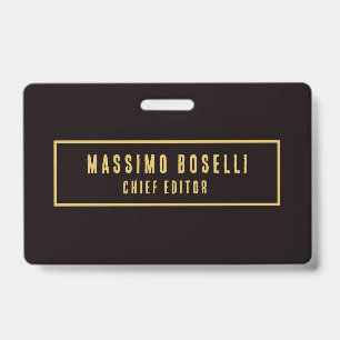 Badge Or & Noir Minimaliste Moderne Professionnel