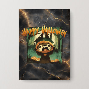 Badge Otter effrayé en costume citrouille d'Halloween