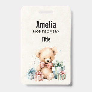 Badge Ours en peluche mignonne avec cadeaux de Noël