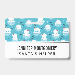 Badge Ours polaires mignons en bonnets de Père Noël Moti