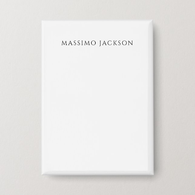 Badge Own Name Calligraphy Chic Plain Simple Black White (Recto)