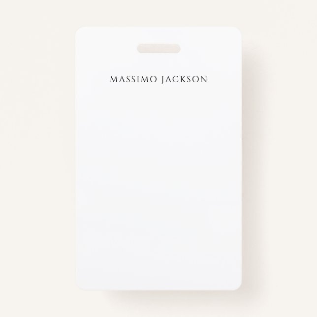 Badge Own Name Calligraphy Chic Plain Simple Black White (Devant)