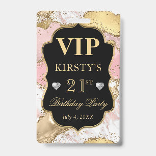 Badge Paillettes d'agate or rose et blanc Anniversaire V