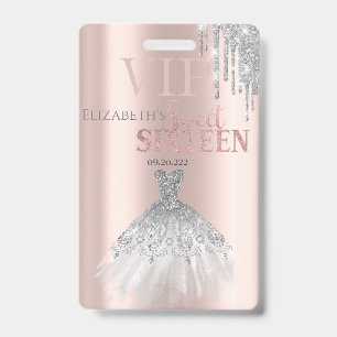 Badge Paillettes qui dégoulinent, Robe argentée Rose Gol