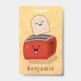 Badge Pain grillé kawaii mignon et dessin animé de grill