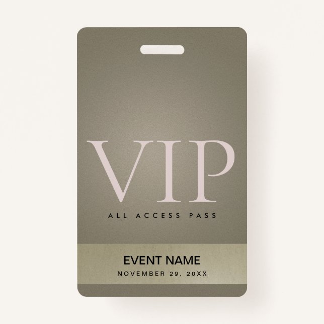 BADGE PALE D'ARGENT ÉLÉGANT GOLD VIP ÉVÉNEMENT ACCÈS PAS (Devant)