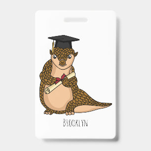 Badge Pangolin mignon qui obtient son diplôme de dessin
