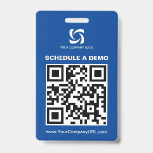 Badge Panneau de salon professionnel avec code QR bleu