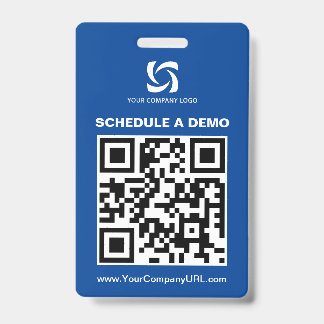 Badge Panneau de salon professionnel avec code QR bleu