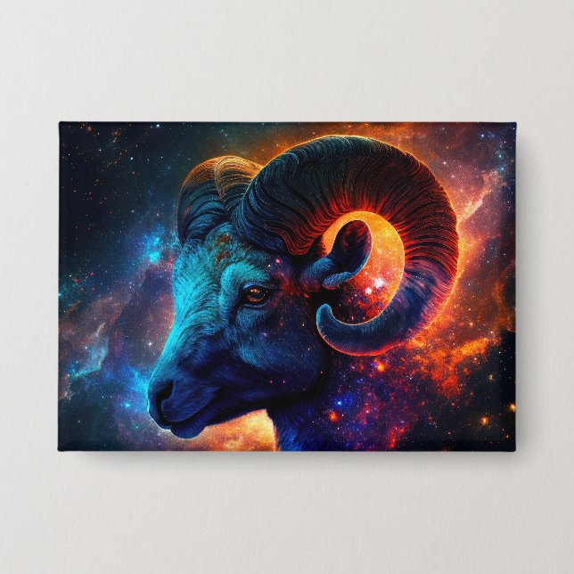 Badge Panneau étoile Zodiac Aries - Bouton Rectangle (Recto)