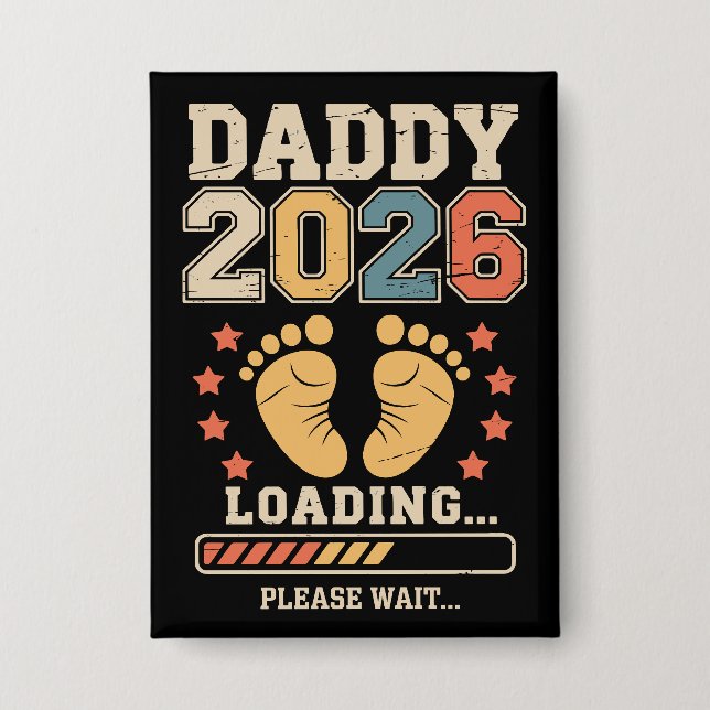 Badge Papa 2026 Chargement Annonce de Bébé Papa Futur (Recto)
