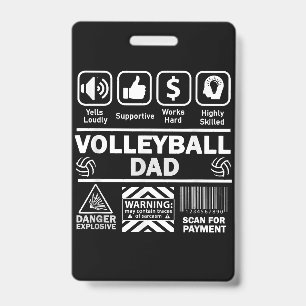 Badge Papa Volley-ball Contenu drôle de père de sport
